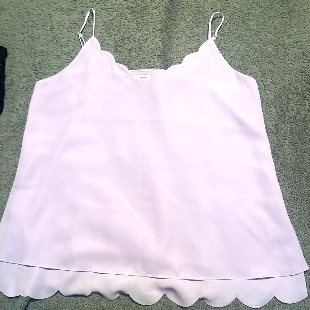 Perfectly Priscilla scalloped spaghetti strap.   No stretch